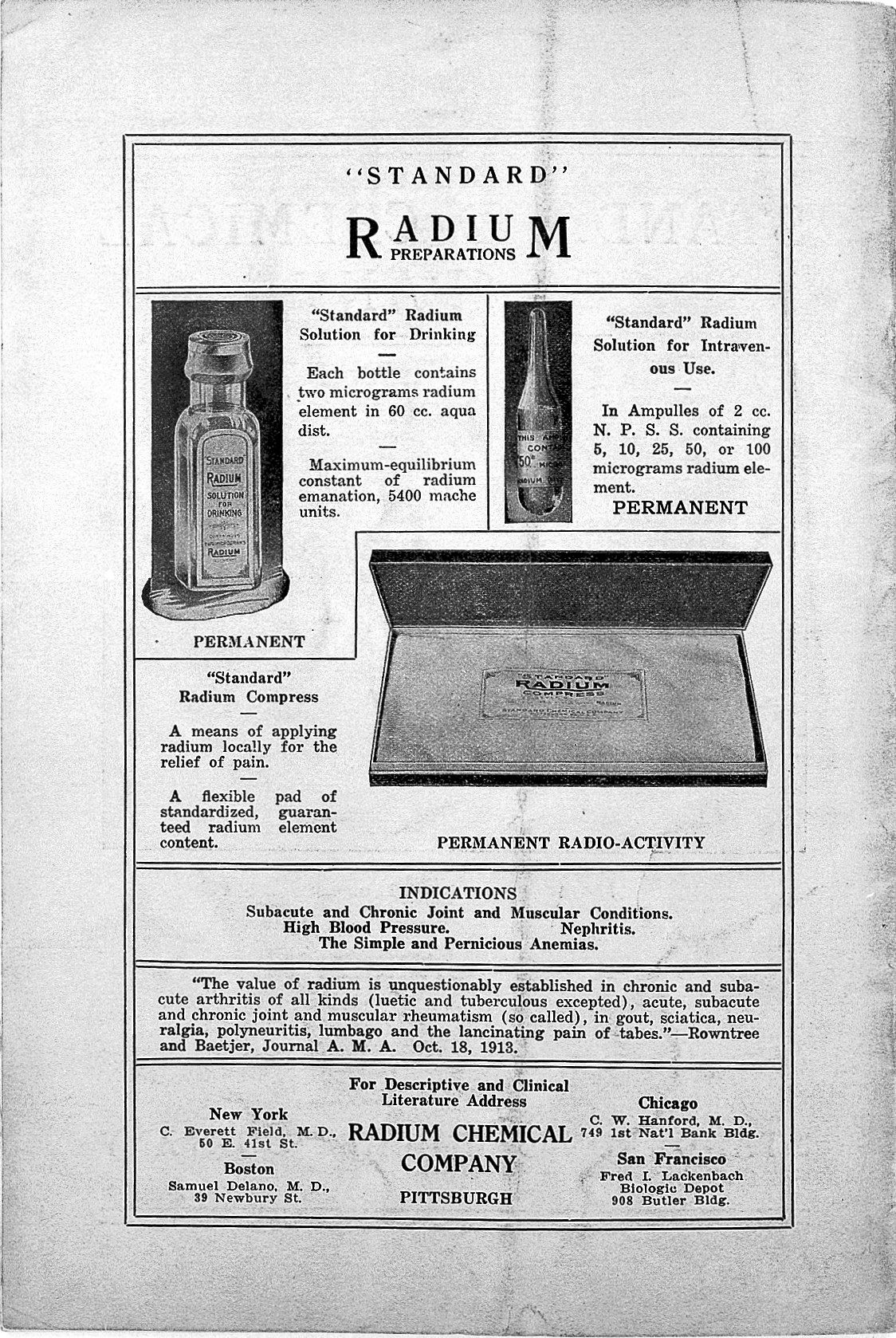 Radium, 1916; advert Wellcome L0016771
